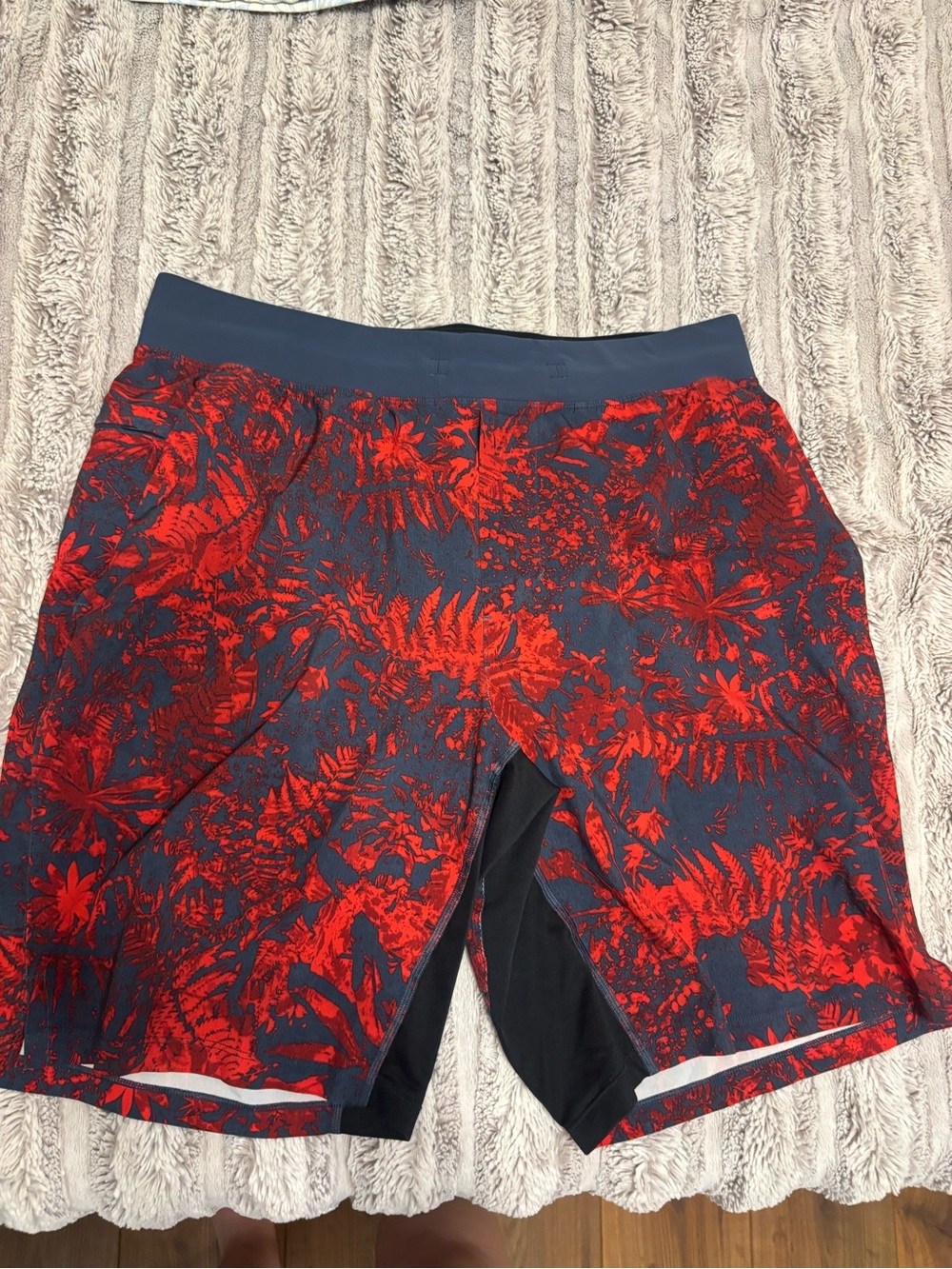 lululemon athletica Men's Red Floral Athletic Shorts